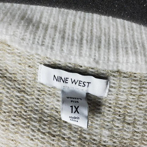 NWT Nine West Plus Size V-Neck Shine Pullover Sweater Daisy Dew Size 1X - Picture 5 of 16